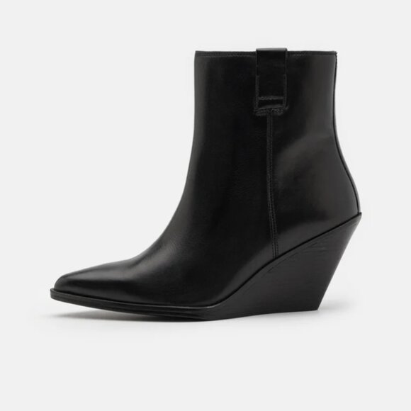 Bronx Black Leather Pointy Toe Zipper Ankle Boots Shoes New NWT Size 39 8 Classy - Picture 1 of 4